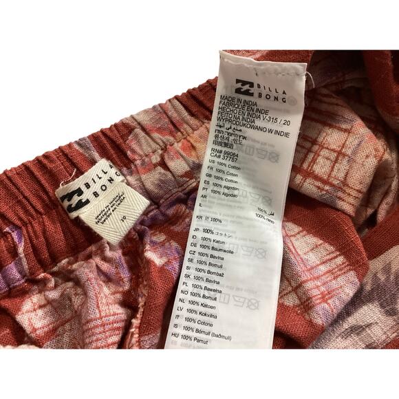 Billabong Wide Cotton Floral Pants Size 10 - Picture 3 of 8